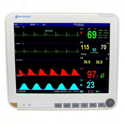 Monitor paciente do multi parâmetro da exposição de 15 polegadas com 6 parâmetros padrão: ECG, RESP, NIBP, SPO2, 2-TEMP, PR/HR