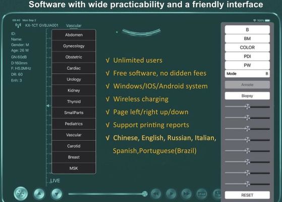 Scanner de ultrassom portátil sem fio digital